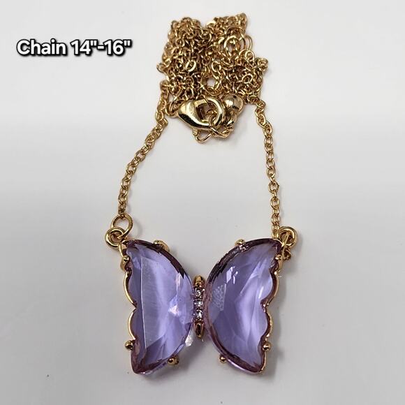 90s Purple Butterfly Retro Necklace - Picture 6 of 8